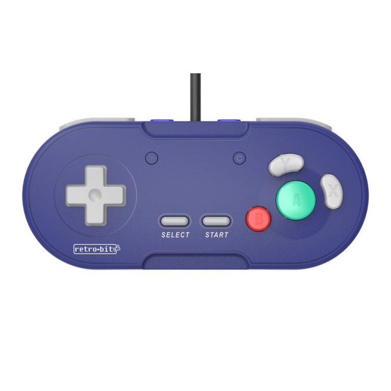 Retrobit - Controller cablato LegacyGC per Nintendo Gamecube blu indaco - Connessione originale - nuovo