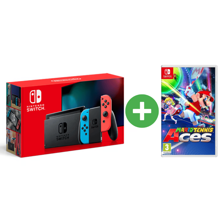 Switch & Mario Tennis Aces - Console di gioco portatile 15,8 cm (6.2 ) 32 GB Wifi touch screen, Blu, Grigio, Rosso - nuovo