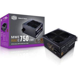 COOLER MASTER MWE Bronze 750W V2 – Alimentatore 750W – 230V (certificato 80 Plus Bronze 5 anni di garanzia) Cavi neri piatti – nuovo