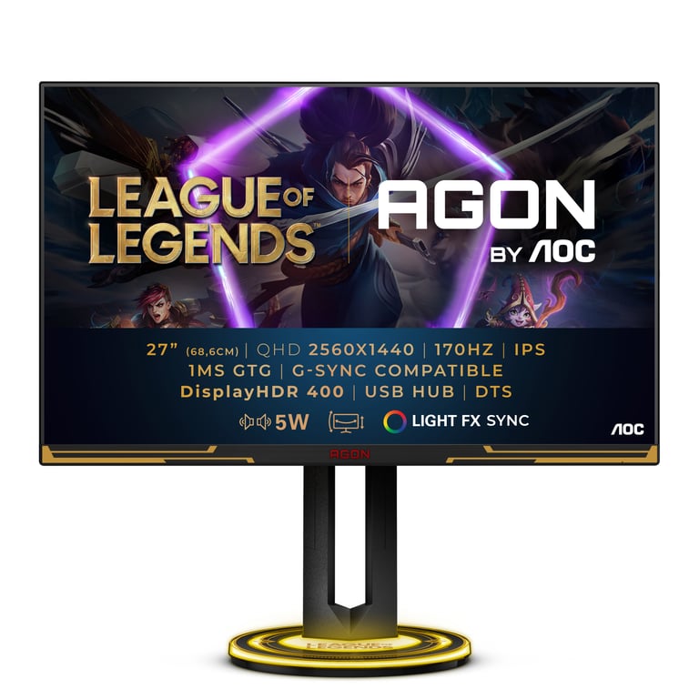 AOC AGON AG275QXL Display LED 68,6 cm (27 ) 2560 x 1440 pixel Quad HD Nero, Oro - nuovo