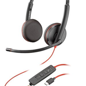 POLY Blackwire C3225 Cuffia cablata per desktop/centro chiamate USB Type-C nero – nuovo