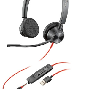 POLY Blackwire 3325 Cuffia cablata ad archetto per ufficio/centro chiamate USB Type-A Nero, Rosso – nuovo