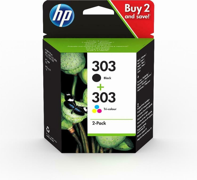 HP Confezione da 2 cartucce d'inchiostro originali 303 nero/triplo colore - nuovo