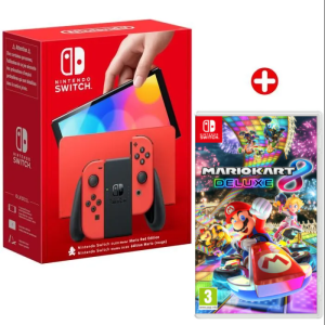 Switch OLED Rosso 64 GB e Mario Kart 8 Deluxe – Ricondizionato – Buono stato