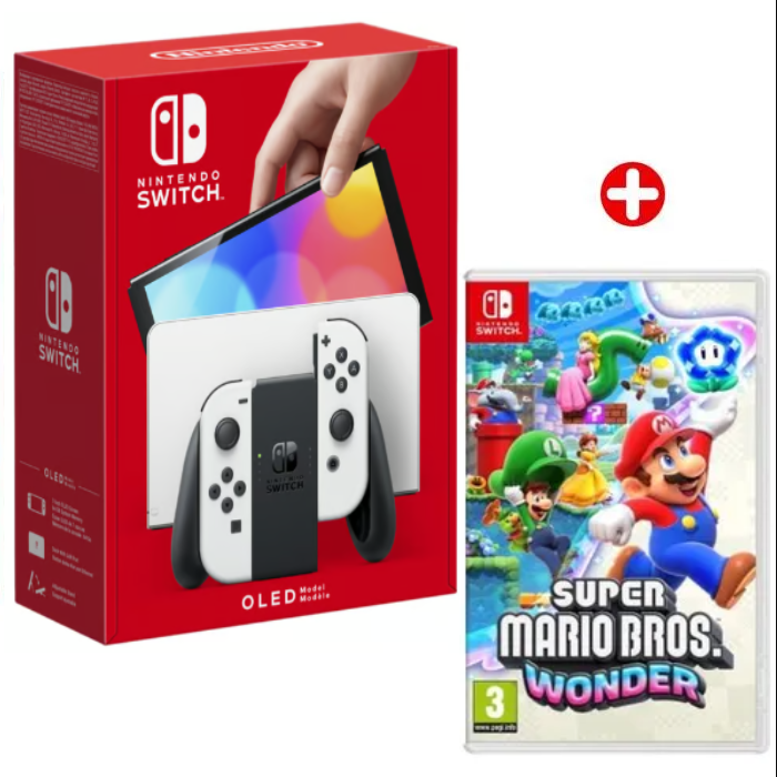 Switch OLED Bianco 64 GB & Super Mario Bros Wonder - Ricondizionato - Buono stato