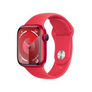 Watch Series 9 GPS + Cellular, cassa in alluminio da 41 mm con fibbia in gomma, rosso, S/M – nuovo