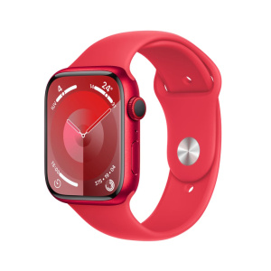Watch Series 9 GPS + Cellular, cassa in alluminio da 45 mm con fibbia in gomma, rosso, M/L – nuovo