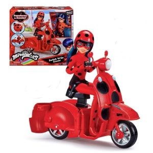 Miraculous Switch’n go Scooter + Lucky Charm BANDAI Bambola coccinella snodabile da 26 cm – P50668 – nuovo