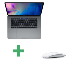 Macbook Pro Core i7 (2017) 15,4′, 2,8 GHz 256 GB 16 GB AMD Radeon Pro 555, grigio acciaio – QWERTY + Magic Mouse 2 Bianco -Ricondizionato – Ottime condizioni