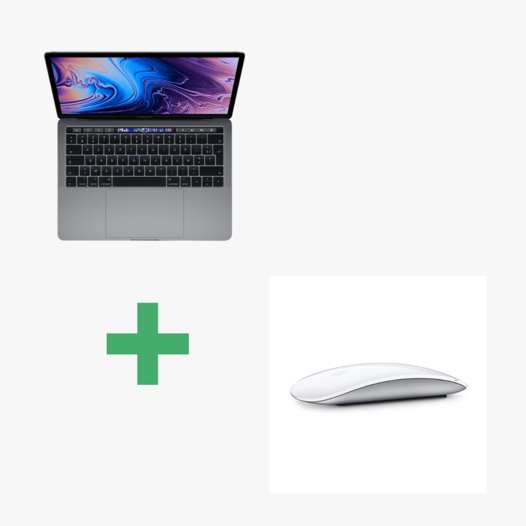Macbook Pro Core i5 (2017) 13,3', 3,1 Ghz 256 Go 8 Go Intel Iris Plus Graphics 650, Grigio Acciaio - QWERTY + Magic Mouse 2 Bianco - Ricondizionato - Buono stato