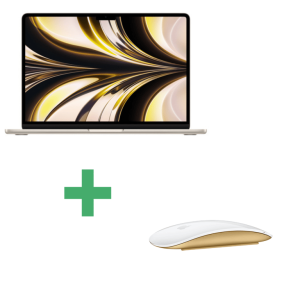 Macbook Air M2 (2022) 13,6′, 3,5 Ghz 256 Go 8 Go Apple GPU 8, Starlight – AZERTY + Magic Mouse 2 Giallo – Ricondizionato – Buono stato