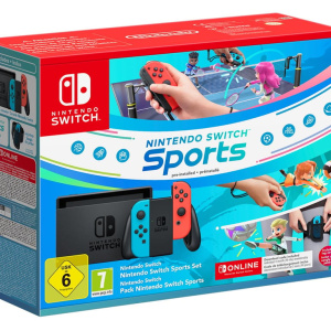 Switch & Nintendo Switch Sports (preinstallato) + 3 mesi di abbonamento NSO (codice), Neon Blue & Red – nuovo