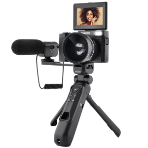 AGFA PHOTO Vlogging Kit: videocamera VLG-4K con obiettivo grandangolare, treppiede Powerbank, telecomando e microfono - Cattura ogni momento con una qualità eccezionale! - nuovo