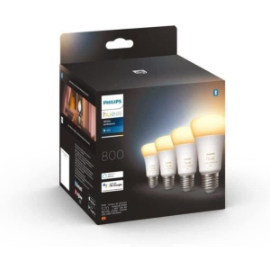 Confezione da 4 lampadine LED Philips Hue White Ambiance E27 connesse, compatibili con Bluetooth e assistente vocale – nuovo