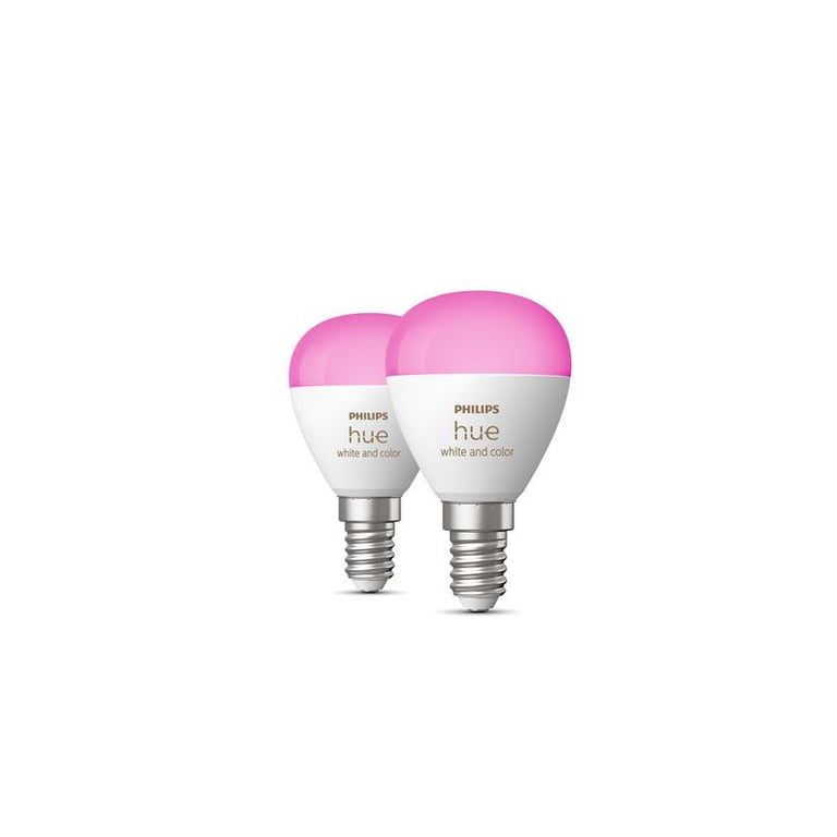 Confezione da 2 lampadine Philips Hue White e Color Ambiance P45 E14 5,1 W collegate Bianco - nuovo