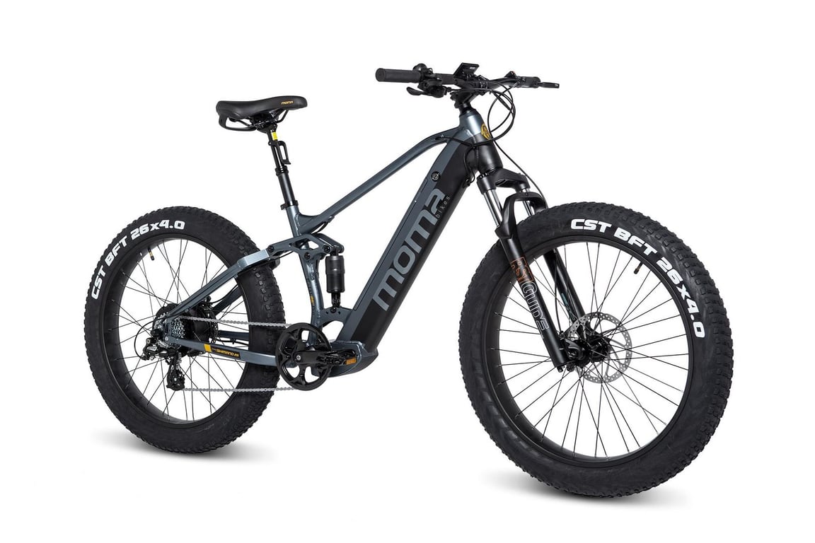 Bicicletta MTB Elettrica , E-FAT26 PRO Moma Bikes, Alluminio, SHIMANO ALTUS 8V, Doppie sospensioni, Freni a Disco idraulico Bat. integrato Ion Litio 48V 13Ah - nuovo