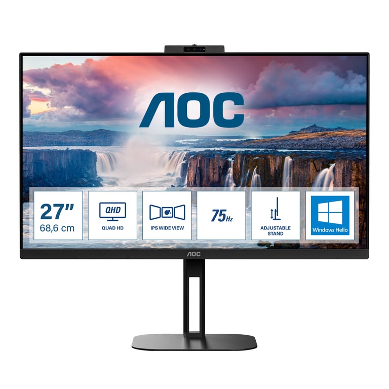 AOC V5 Q27V5CW/BK 68,6 cm (27 ) Quad HD LED Flat Panel PC Display 2560 x 1440 pixel Nero - nuovo