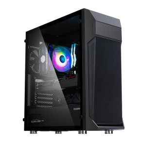 Zalman Z1 Plus ATX Mid Tower PC Case Preinstallato 2 ventole da 120 mm a LED blu nella parte anteriore 1 Midi Tower Nero – nuovo