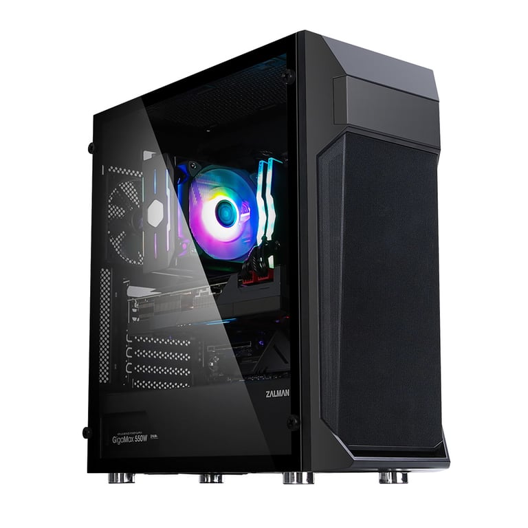 Zalman Z1 Plus ATX Mid Tower PC Case Preinstallato 2 ventole da 120 mm a LED blu nella parte anteriore 1 Midi Tower Nero - nuovo