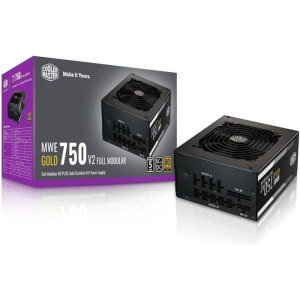 COOLER MASTER MWE Gold 750W FM V2 – Alimentatore 750W 100% modulare (certificato 80 Plus GOLD 5 anni di garanzia) Cavi neri piatti – nuovo