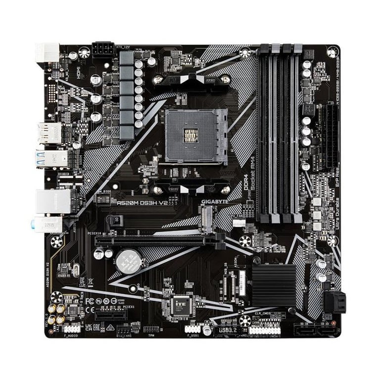 Scheda Madre GIGABYTE A520M DS3H V2 - Supporta i processori AMD Ryzen serie 5000 AM4, fino a 4733 MHz DDR4 (OC), PCIe 3.0 x16, LAN GbE, USB 3.2 Gen 1 - nuovo