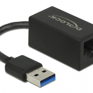 Adattatore USB DeLOCK SuperSpeed (USB 3.2 Gen 1) con maschio USB Type-A > Gigabit LAN 10/100/1000 Mbps compatto nero – nuovo