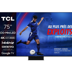 Tcl 75C89B QD Mini-LED Dolby Vision & Atmos 2.2.2 144Hz 4K 190cm 2024 LED TV – Onkyo Sound con Dolby Atmos – nuovo