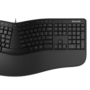 Microsoft Tastiera ergonomica da tavolo Mouse incluso USB AZERTY belga Nero – nuovo
