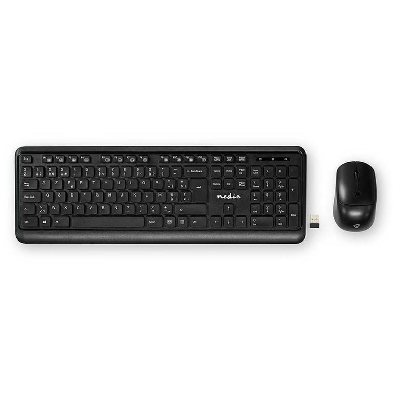 Nedis KBMCW100BKBE Tastiera senza fili AZERTY RF Mouse incluso nero belga - nuovo