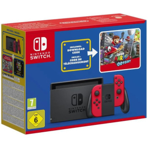 Switch con Joy-Con rossi (edizione limitata) e Super Mario Odyssey (codice), Super Mario Bros. Il film – Ricondizionato – Buono stato