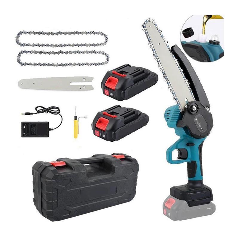Mini sega elettrica a doppia batteria motosega da 6 pollici con olio automatico in kit con valigetta e doppia batteria