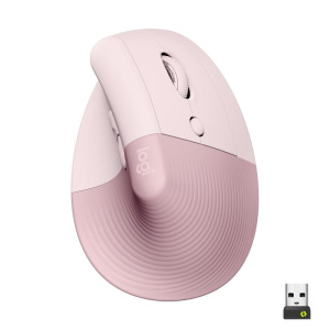 Logitech lift mouse ergonomico verticale wireless bluetooth mano destra 4.000 dpi 4 tasti rose dark rose