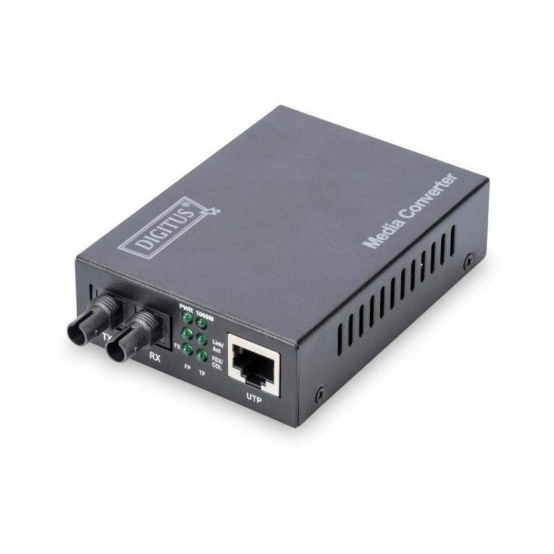 Media converter digitus 10/100/1000 gigabit media converter rj45 - fibra ottica st 1000base-sx - dn82110
