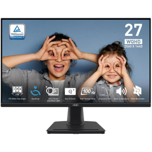 Msi pro mp275q monitor 27“ wqhd – pannello ips 100 hz (2560 x 1440), schermo eye-friendly, altoparlanti integrati, inclinabile, hdmi 2.0b, dp (1.2a)