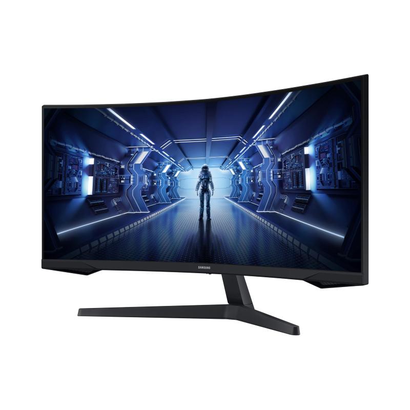 Samsung monitor gaming odyssey g5 (c34g55), curvo (1000r), 34``, 3440x1440 (ultra wqhd), 21:9, hdr10, va, 165 hz, 1 ms, freesync premium, hdmi, display port, ingresso audio, pbp, flicker free