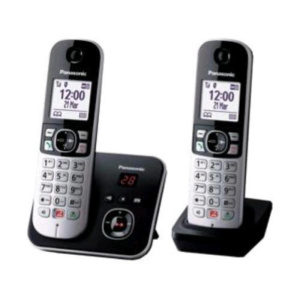 Panasonic kx-tg6862jtb coppia cordless dect display 1.8“ blocco chiamate id vivavoce segreteria nero