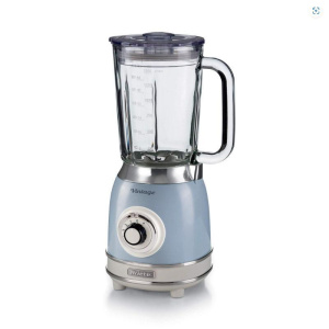 Ariete 583 frullatore vintage con tazza in vetro da 1.5 litri 4 lame in acciaio inox 4 velocitÀ + pulse 1000 w celeste