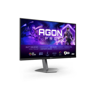 Aoc agon pro ag276qzd2 gaming 26.7 qd-oled quad hd 2560 x 1440 16:9 250 cd/mq 0.03ms 240hz displayhdr 400 true black altoparlanti hub usb 2x hdmi 1 x displayport grigio scuro