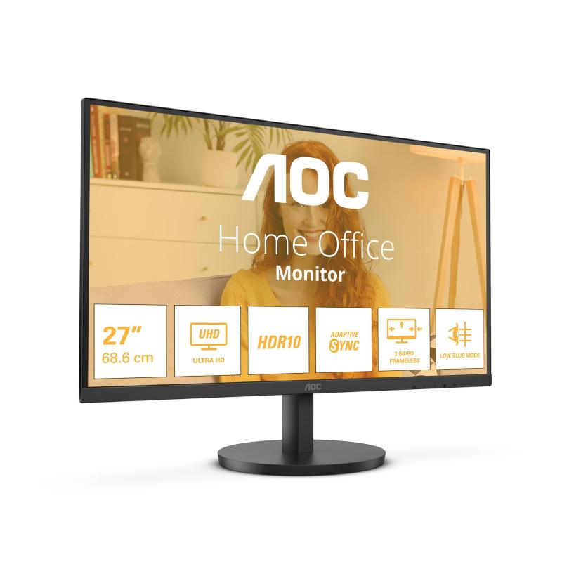 Aoc u27b3m monitor uhd da 27`` altoparlanti hdr10 (3840x2160 4k 60 hz 2x hdmi displayport) nero 27 inch 4k ips 60hz hdmi - usb-c speakers - height adjust