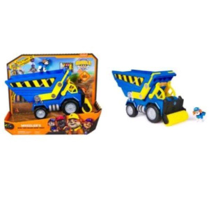 Spin master rubble & crew veicolo dlx wheeler camion ribaltabile con rullo compattatore luci e suoni