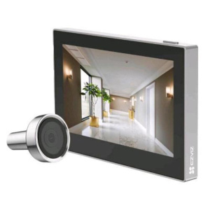 Ezviz hp2 spioncino porta d` ingresso 2 mpx 15 fps wi-fi con schermo da interno 4.3 batteria ricaricabile 2200mah nero argento