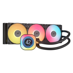 Corsair icue link titan 240 rx rgb lcd cpu liquid cooler flowdrive 2 ventole rx120 rgb icue link system hub incluso dual fan intel lga 1851/1700, amd am5/am4 nero