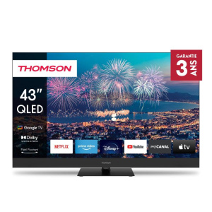 Thomson tv qled plus 43 pollici smart google front speaker nero 43qg6c14 con tecnologia audio avanzata per un`esperienza di visione immersiva