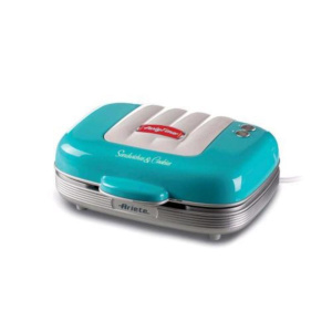 Ariete sandwiches & cookies party time elettrica multifunzione 700w 3 piastre antiaderenti intercambiabili stile retro` grigio azzurro