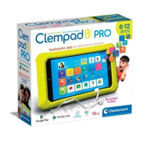 Clementoni clempad 8 tablet educativo per bambini screen hd 16gb ram 2g wifi 2 fotocamere android 11 google play e sistema parental control
