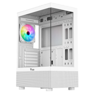 Case gaming tower showbui 33w – no alimentatore – argb fan – bianco (itgcasb33w)