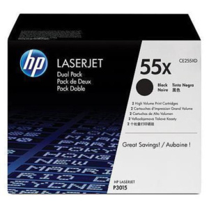 Hp 55xd confezione 2 toner nero per laserjet p3015d-pro m521dn-pro m521dw-m525dn mfp-m525f mfp-m525c garanzia italia (ce255xd)