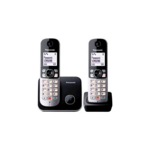 Panasonic kx-tg6852jtb duo cordless dect con identificatore di chiamata vivavoce nero/grigio