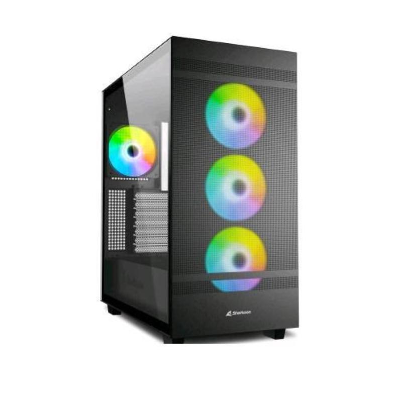 Sharkoon rebel c50 rgb case full tower atx mini-itx micro-atx pannello laterale in vetro temperato 4xventole pwm rgb 120mm 1xusb-c 3.2 2xusb-a 3.0 black