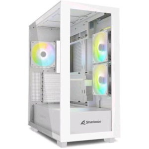 Sharkoon rebel c60 rgb white case atx 4 ventole x 120mm argb pannello laterale e frontale in vetro temperato bianco